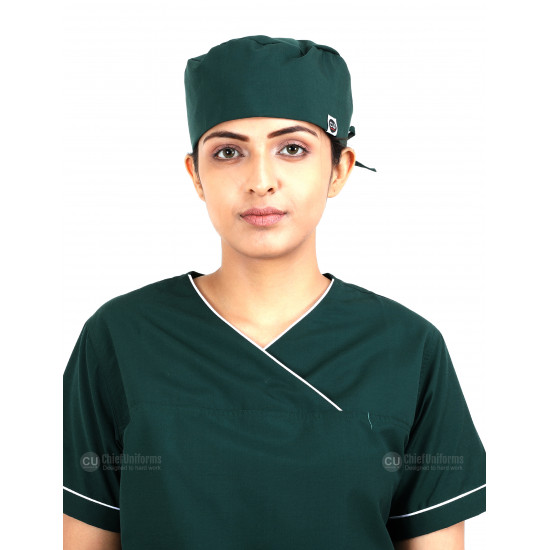 Medlooks Scrub Suit set piping design for Women/Female with Matching Scrub Cap