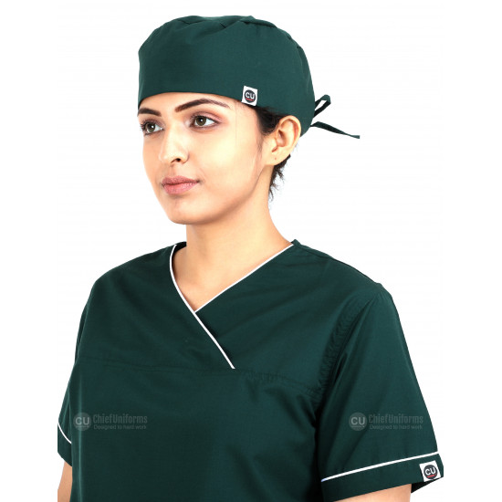 Medlooks Scrub Suit set piping design for Women/Female with Matching Scrub Cap