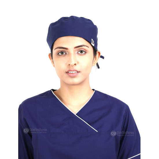 Medlooks Scrub Suit set piping design for Women/Female with Matching Scrub Cap