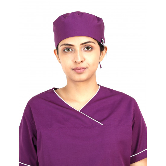 Medlooks Scrub Suit set piping design for Women/Female with Matching Scrub Cap