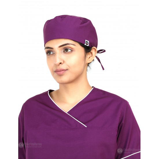 Medlooks Scrub Suit set piping design for Women/Female with Matching Scrub Cap
