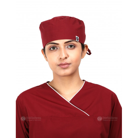 Medlooks Scrub Suit set piping design for Women/Female with Matching Scrub Cap
