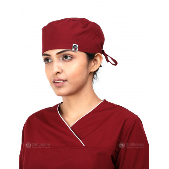 Medlooks Scrub Suit set piping design for Women/Female with Matching Scrub Cap