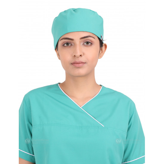 Medlooks Scrub Suit set piping design for Women/Female with Matching Scrub Cap