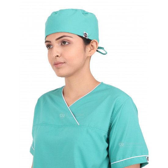 Medlooks Scrub Suit set piping design for Women/Female with Matching Scrub Cap