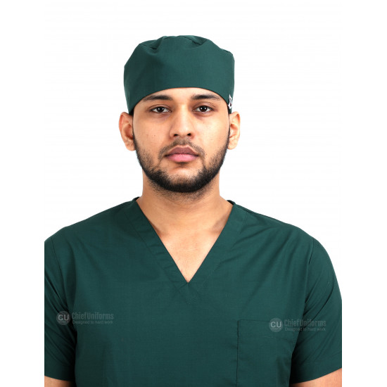Medlooks Unisex Scrub Suit set V-Neck 3 Pocket Top and Cargo Type Trouser with Matching Scrub Cap