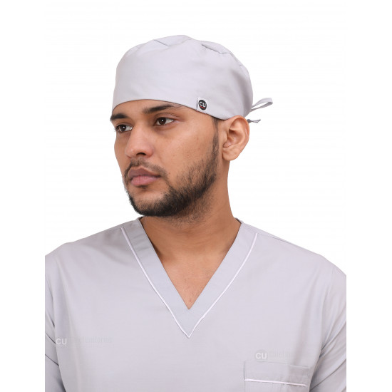Medlooks Unisex Scrub Suit set piping design V-Neck 3 Pocket Top and Cargo Type Trouser with Matching Scrub Cap