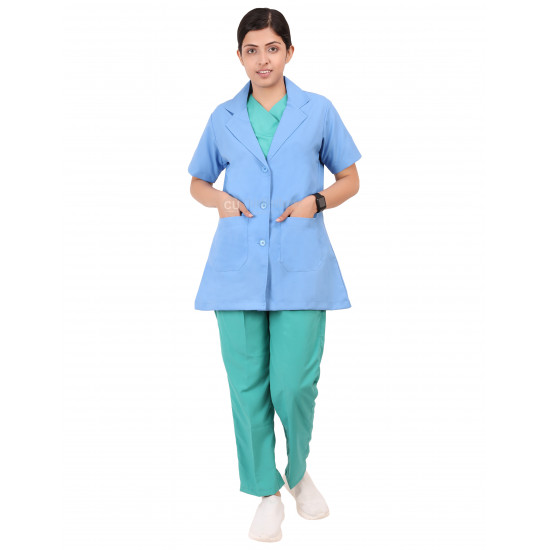 Medlooks Doctor's Apron Lab Coat Half Sleeves for Women/Female
