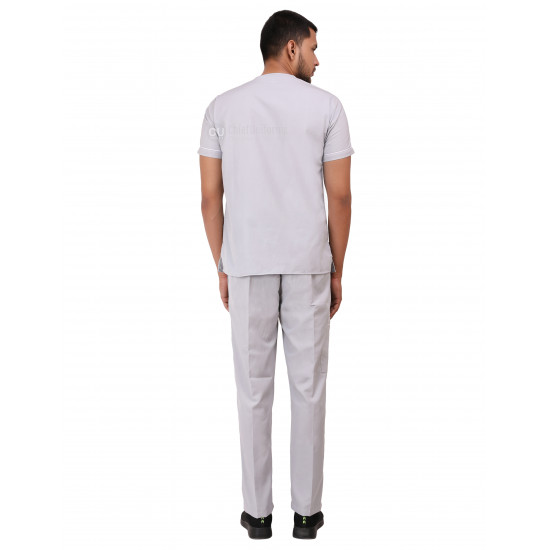 Medlooks Unisex Scrub Suit set piping design V-Neck 3 Pocket Top and Cargo Type Trouser with Matching Scrub Cap