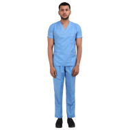 Medlooks Unisex Scrub Suit set piping design V-Neck 3 Pocket Top and Cargo Type Trouser with Matching Scrub Cap
