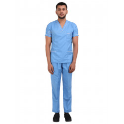 Medlooks Unisex Scrub Suit set piping design V-Neck 3 Pocket Top and Cargo Type Trouser with Matching Scrub Cap