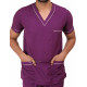 Medlooks Unisex Scrub Suit set piping design V-Neck 3 Pocket Top and Cargo Type Trouser with Matching Scrub Cap