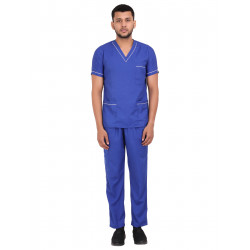 Medlooks Unisex Scrub Suit set with piping V-Neck 3 Pocket Top and Cargo Type Trouser