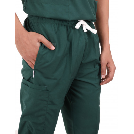 Medlooks Unisex Scrub Suit set V-Neck 3 Pocket Top and Cargo Type Trouser