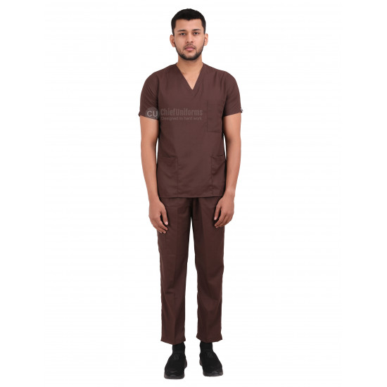 Medlooks Unisex Scrub Suit set V-Neck 3 Pocket Top and Cargo Type Trouser with Matching Scrub Cap