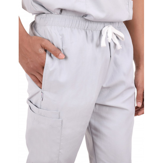 Medlooks Unisex Scrub Suit set V-Neck 3 Pocket Top and Cargo Type Trouser