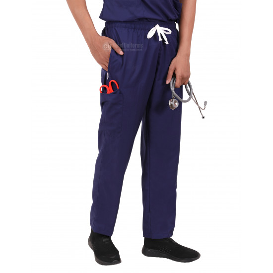 Medlooks Unisex Scrub Suit set V-Neck 3 Pocket Top and Cargo Type Trouser with Matching Scrub Cap