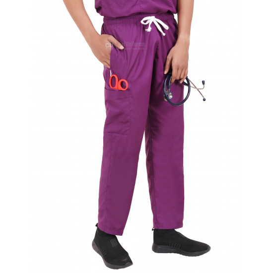 Medlooks Unisex Scrub Suit set V-Neck 3 Pocket Top and Cargo Type Trouser with Matching Scrub Cap