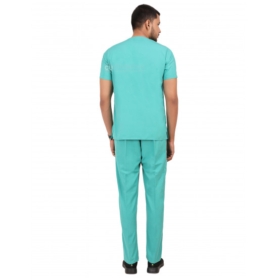 Medlooks Unisex Scrub Suit set V-Neck 3 Pocket Top and Cargo Type Trouser with Matching Scrub Cap