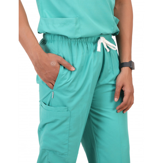 Medlooks Unisex Scrub Suit set V-Neck 3 Pocket Top and Cargo Type Trouser