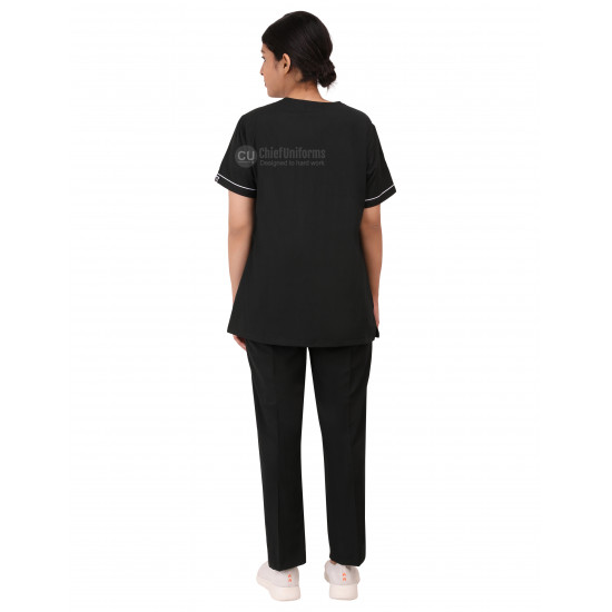Medlooks Scrub Suit set piping design for Women/Female with Matching Scrub Cap