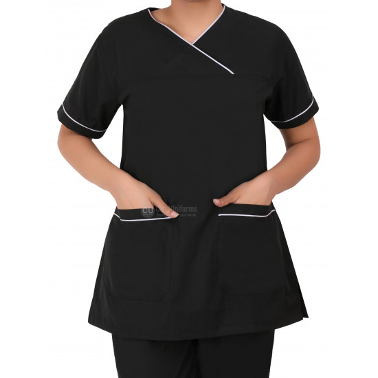 Medlooks Scrub Suit set piping design for Women/Female with Matching Scrub Cap
