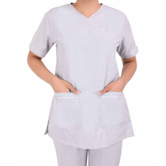 Medlooks Scrub Suit set piping design for Women/Female with Matching Scrub Cap