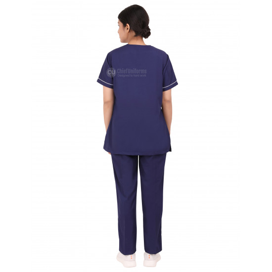 Medlooks Scrub Suit set piping design for Women/Female with Matching Scrub Cap