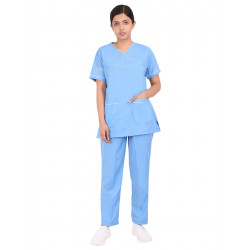 Medlooks Scrub Suit set piping design for Women/Female with Matching Scrub Cap