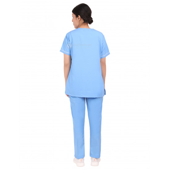 Medlooks Scrub Suit set piping design for Women/Female with Matching Scrub Cap