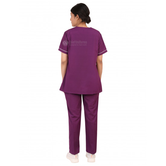 Medlooks Scrub Suit set piping design for Women/Female with Matching Scrub Cap