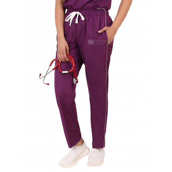 Medlooks Scrub Suit set piping design for Women/Female with Matching Scrub Cap