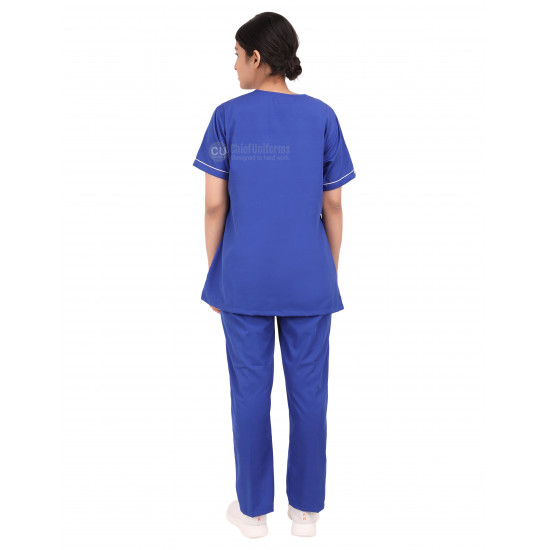 Medlooks Scrub Suit set piping design for Women/Female with Matching Scrub Cap