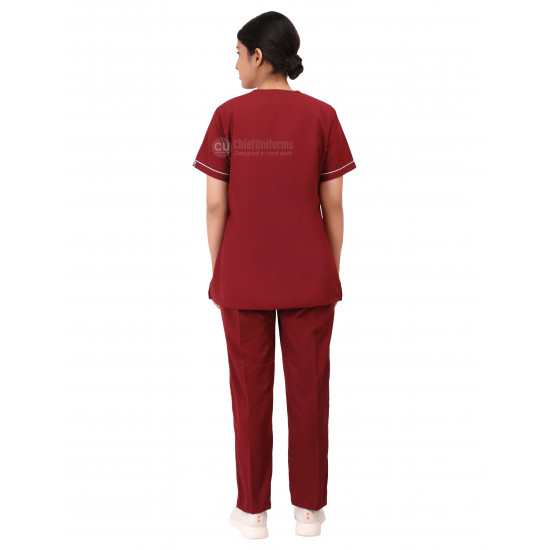Medlooks Scrub Suit set piping design for Women/Female with Matching Scrub Cap