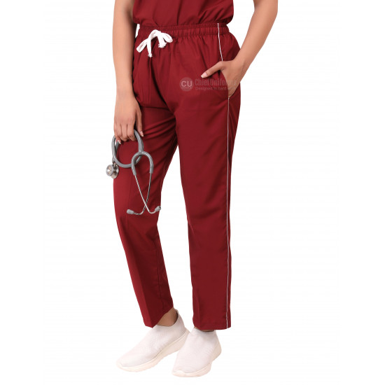 Medlooks Scrub Suit set piping design for Women/Female with Matching Scrub Cap
