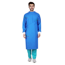 Medlooks Cotton Reusable Ortho Surgeon Gown with Set of Face Mask and Cap | Blue