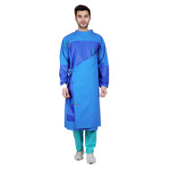 Medlooks Cotton Reusable Ortho Surgeon Gown with Impervious Material and with Set of Face Mask and Cap | Blue