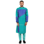 Medlooks Cotton Reusable Ortho Surgeon Gown with Impervious Material and with Set of Face Mask and Cap | Green