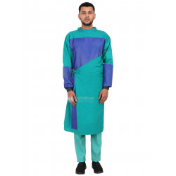 Medlooks Cotton Reusable Ortho Surgeon Gown with Impervious Material and with Set of Face Mask and Cap | Green