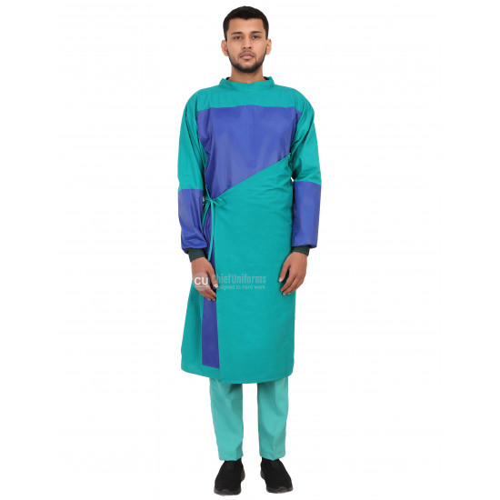 Medlooks Cotton Reusable Ortho Surgeon Gown with Impervious Material and with Set of Face Mask and Cap | Green