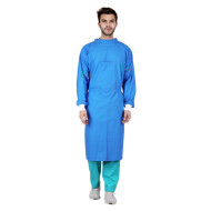 Medlooks Cotton Reusable Surgeon Gown with Set of Face Mask and Cap | Blue