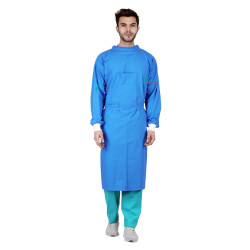 Medlooks Cotton Reusable Surgeon Gown with Set of Face Mask and Cap | Blue