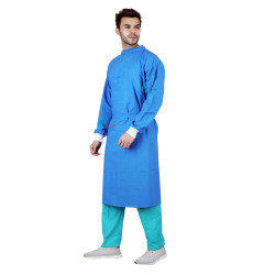 Medlooks Cotton Reusable Surgeon Gown with Set of Face Mask and Cap | Blue