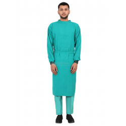 Medlooks Cotton Reusable Surgeon Gown with Set of Face Mask and Cap | Green