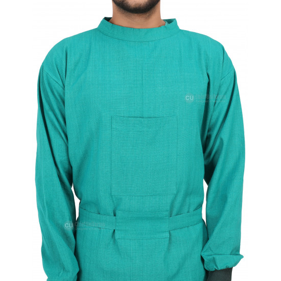 Medlooks Cotton Reusable Surgeon Gown with Set of Face Mask and Cap | Green