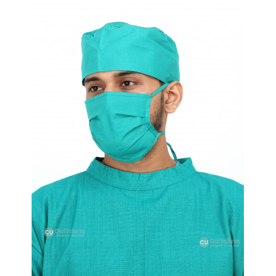 Medlooks Cotton Reusable Ortho Surgeon Gown with Set of Face Mask and Cap | Green