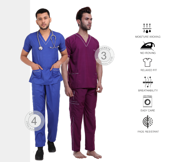 scrub suit set male with piping